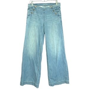 LONDON JEAN Wide Leg Sailor Blue Jeans Nautical Buttons - Size 4